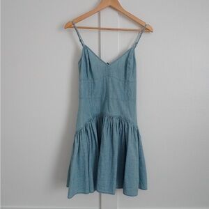 Polo Ralph Lauren Cotton Chambray Sleeveless Drop Waist Mini Dress